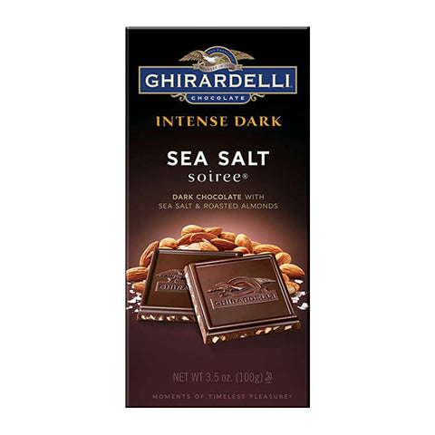 DARK CHOCOLATE BAR, SEA SALT ALMOND, 100G
