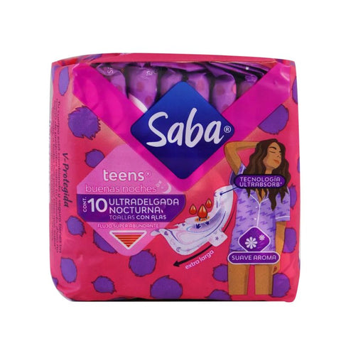 NIGHT TEEN WINGS SANITARY PADS, 10 PACK