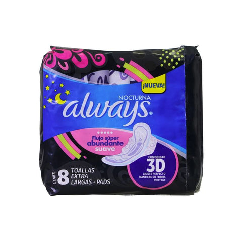 NIGHT PROTECTION SANITARY PADS, 8 PACK