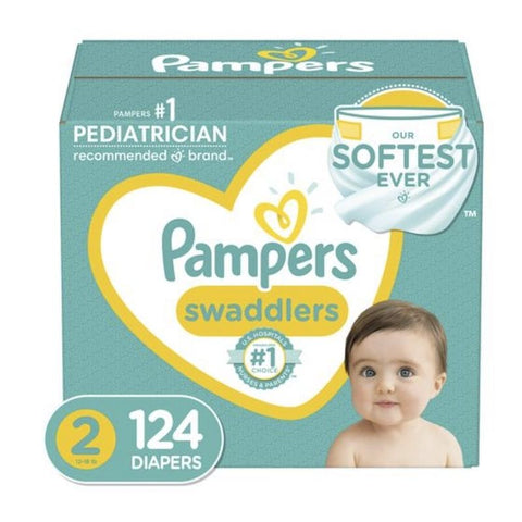 PAMPERS SWADDLERS, 124U, SIZE 2