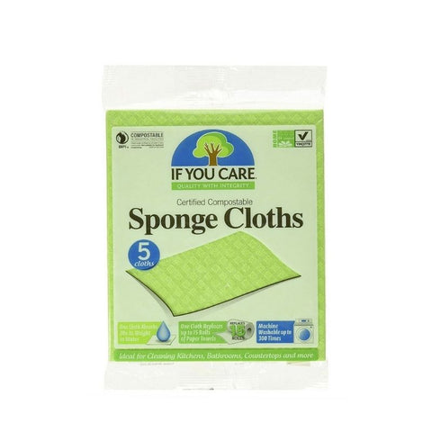 SPONGE CLOTHES, COMPOSTABLE, WASHABLE, 5 CLOTHS