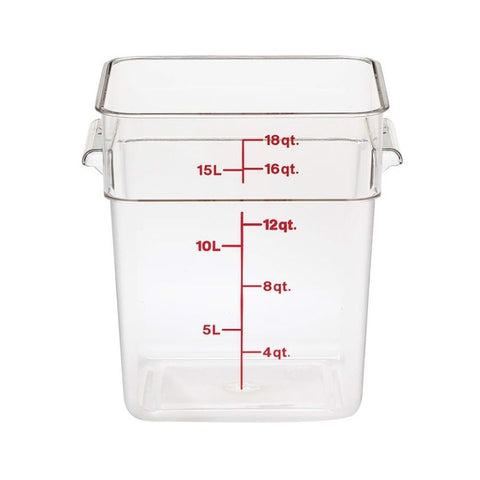 CLEAR SQUARE, PLASTIC CONTAINER, 18QT