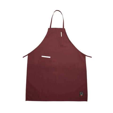 APRON, LONG BIB, POCKET, RED