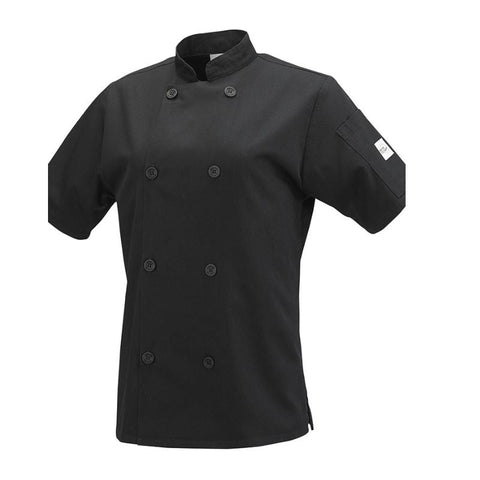 WOMEN'S CHEF JACKET, M, S, BLACK , SHORT SLEEVE