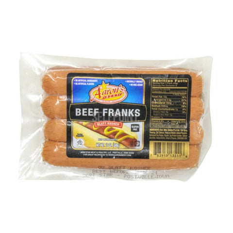 KOSHER, FRANKS, HOT DOG, BEEF, 453G